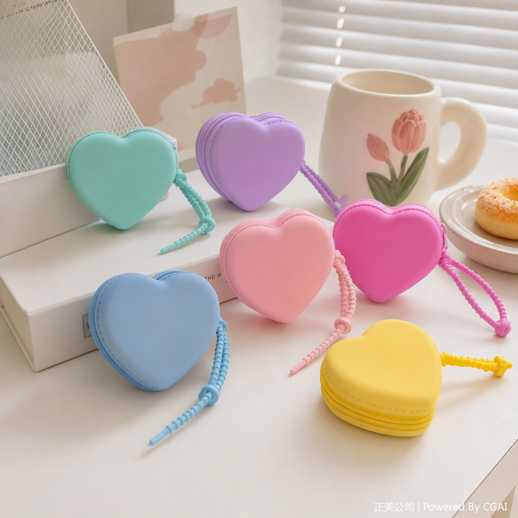 Colorful heart-shaped mini bag, clutch, coin purse, card case, creative and fashionable women's bag, trendy and versatile details Picture