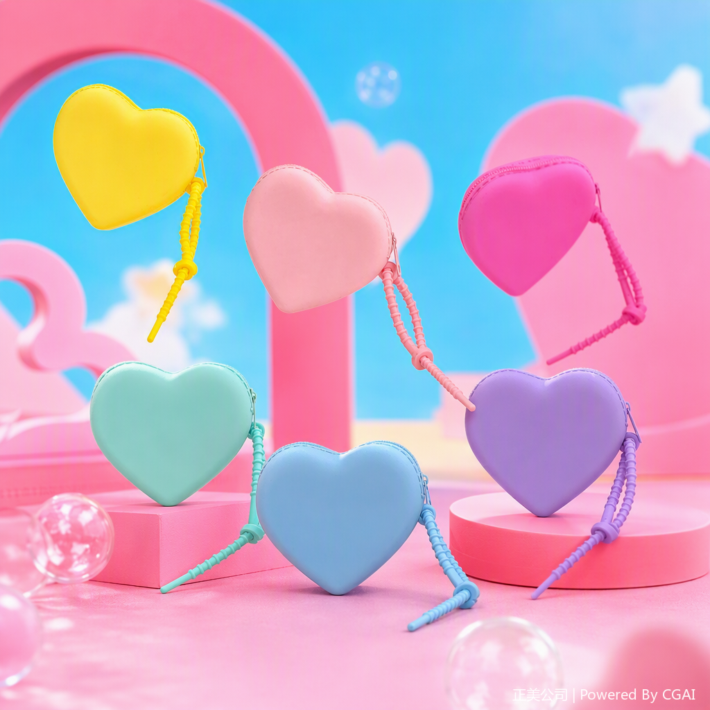 Colorful heart-shaped mini bag, clutch, coin purse, card case, creative and fashionable women's bag, trendy and versatile Specification image