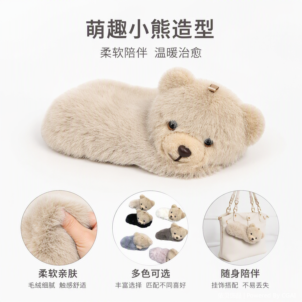 Cute plush bear pendant, adorable cartoon pendant, children's bedroom decoration gift