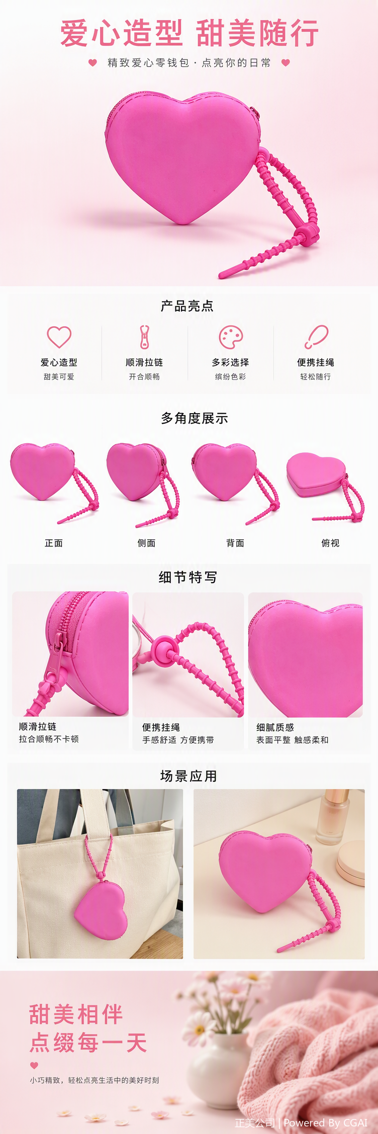 Colorful heart-shaped mini bag, hand-held coin purse, card case, creative girl, student, versatile and small storage bag pic 1