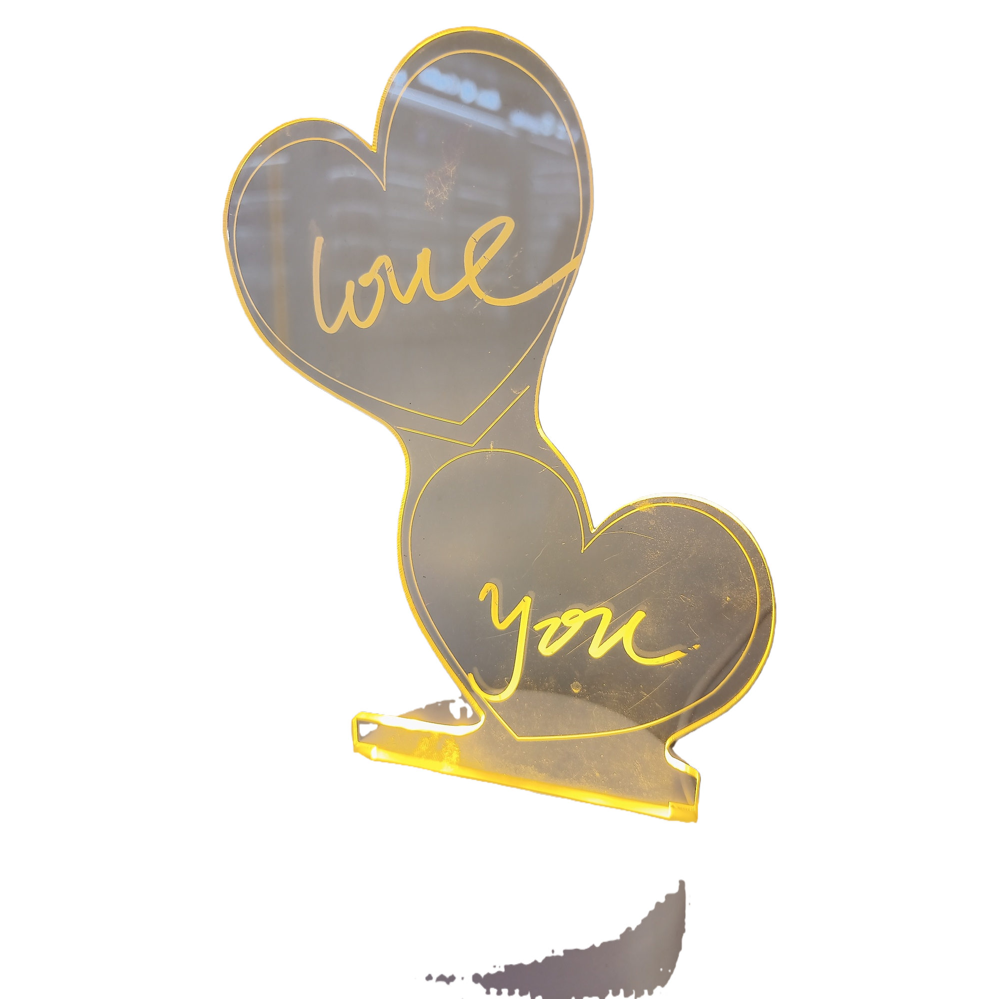 Double-heart illuminated lamp, heart-shaped decorative table lamp, warm and romantic couple gift, white base, lighting up love Item Picture