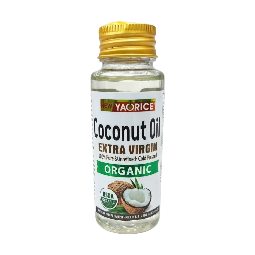 New Yaris Organic Extra Virgin Coconut Oil, transparent glass bottle with golden screw cap, USDA certified, nutritious and healthy Item Picture