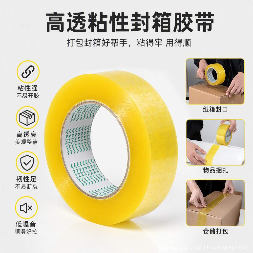 Tear-resistant transparent sealing tape, express packaging packing tape, logistics sealing thickened, durable for 50 meters details Picture