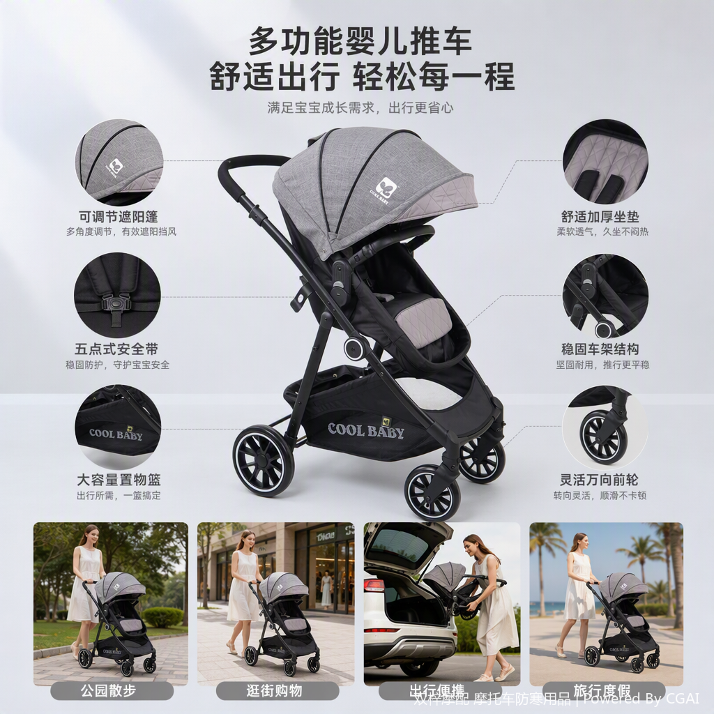 轻便多功能婴儿推车可折叠轻松携带宝宝童车新生儿婴儿车款式多色选择