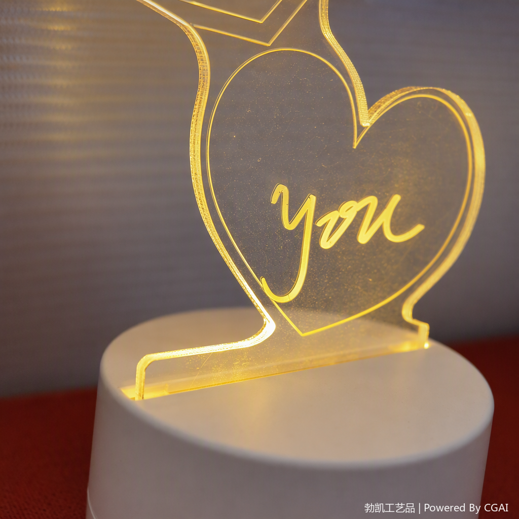 Double-heart illuminated lamp, heart-shaped decorative table lamp, warm and romantic couple gift, white base, lighting up love Application Scenario