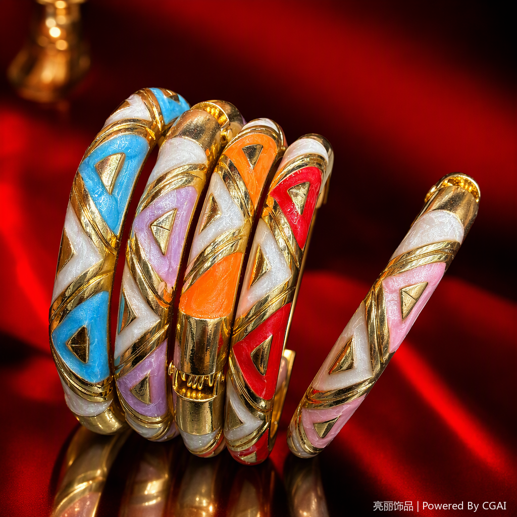 The colorful geometric pattern gold edge bracelet is a fashionable, versatile, simple, individual and trendy accessory Specification image