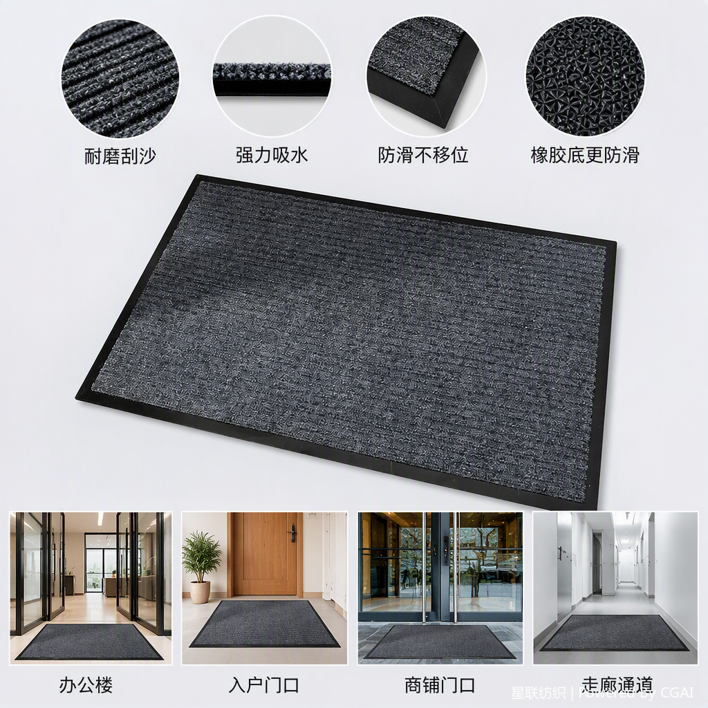 时尚灰色条纹地垫防滑耐磨家用客厅卧室地垫地毯地垫垫子