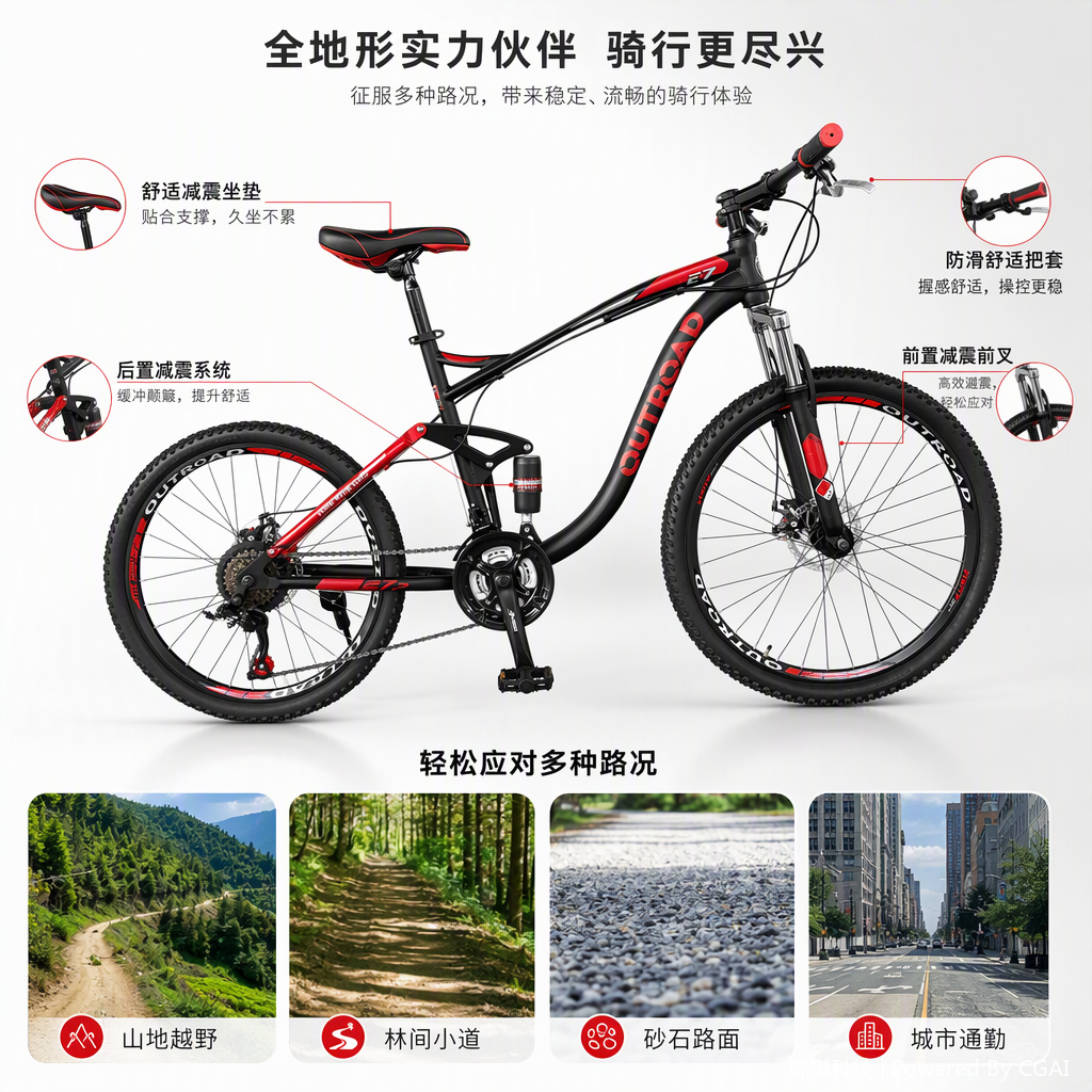 Mountain bike riding equipment is professional, durable, multi-functional and an essential accessory for outdoor sports Application Scenario