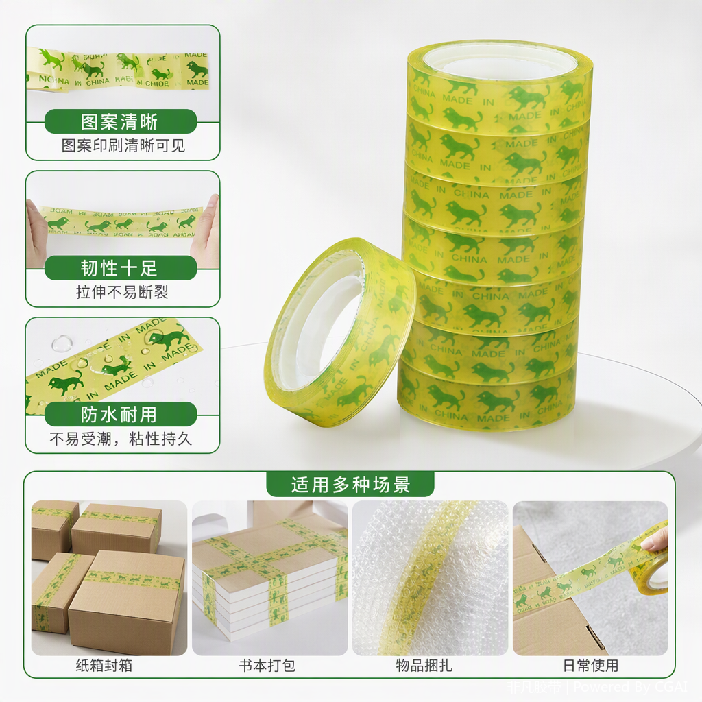 多用途透明电子产品包装胶带耐高温耐拉伸封箱胶带办公用品粘性强50米