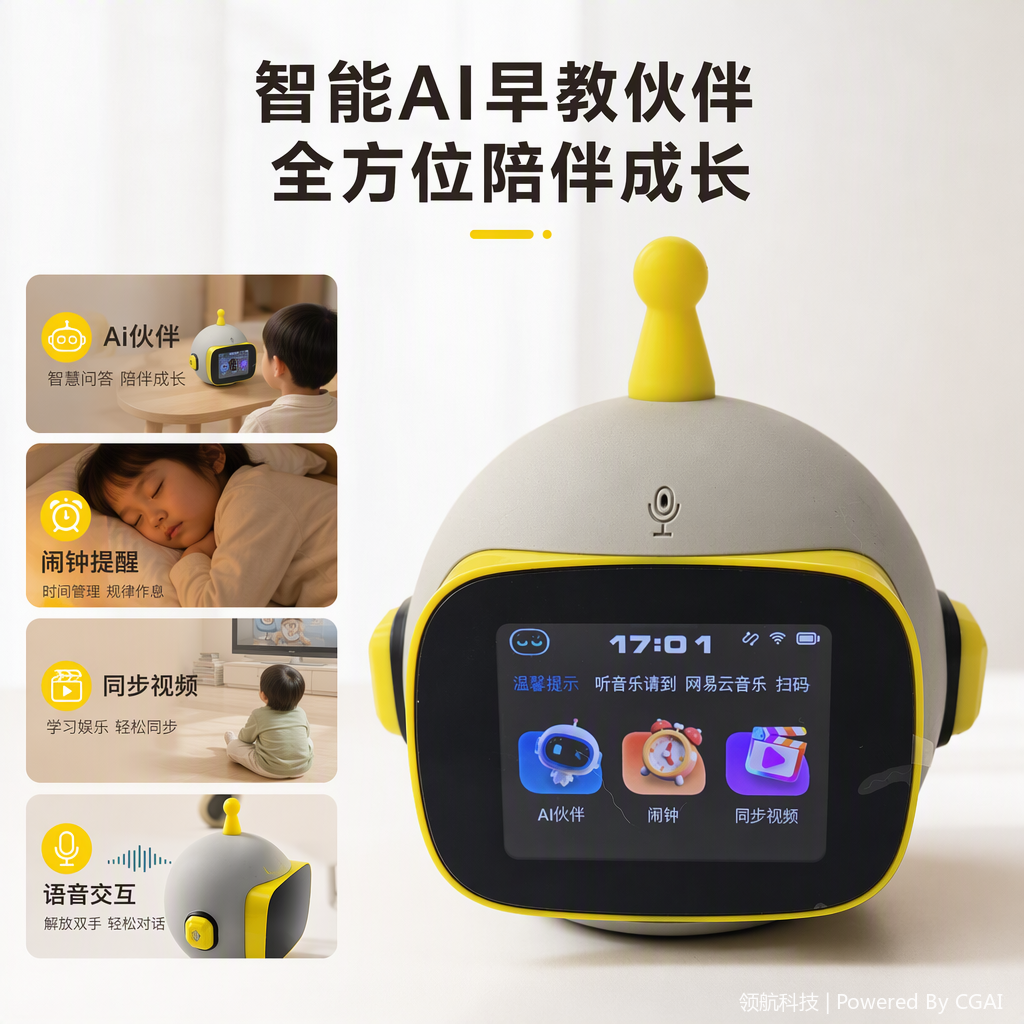 Creative yellow and gray color matching AI intelligent robot children's toy interactive companionship educational intelligence model robot