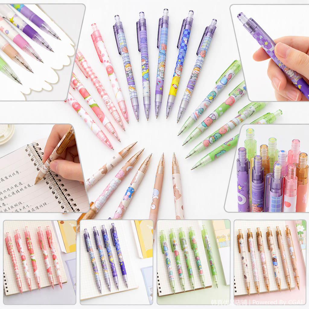 Colorful gel pens, office writing tools, student business stationery, fine pen refills, portable pens for students Specification image
