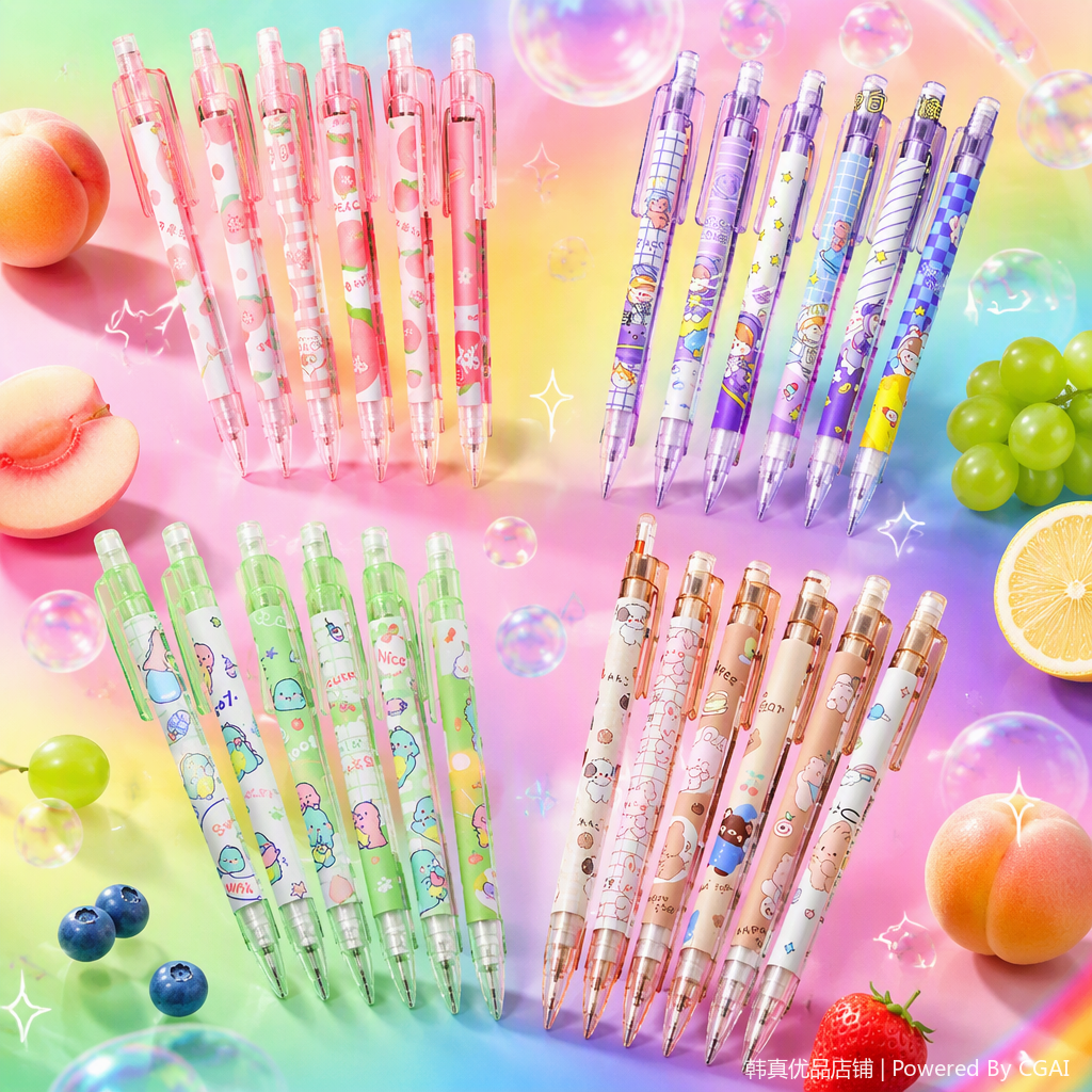Colorful gel pens, office writing tools, student business stationery, fine pen refills, portable pens for students
