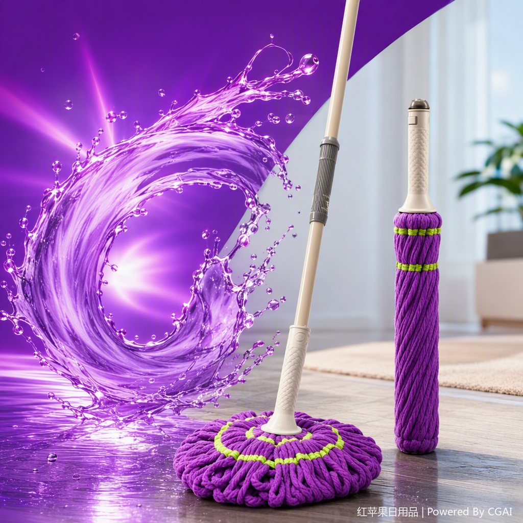 Multi-functional purple mop head, household rotating mop replacement head, dry and wet dual-purpose cleaning tool Specification image