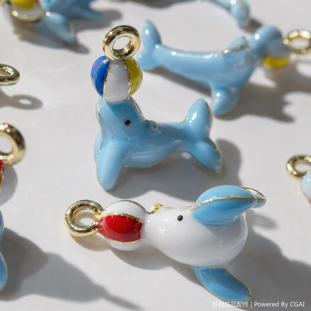 Blue dolphin-shaped enamel pendant, fashionable, individual, simple and trendy necklace accessory gift selection Application Scenario