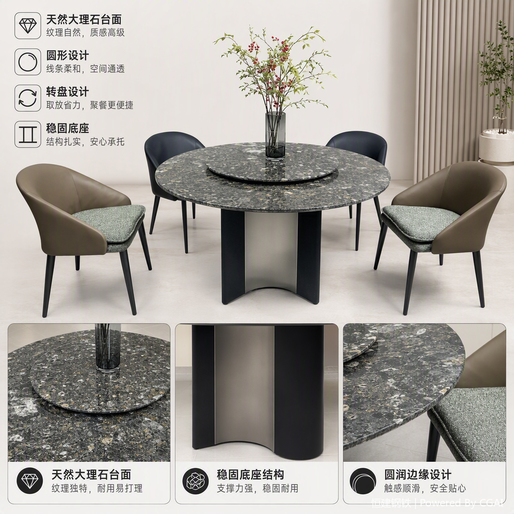 The modern and simple marble coffee table for the living room furniture combination is fashionable, practical and multi-functional, with a strong sense of design Specification image