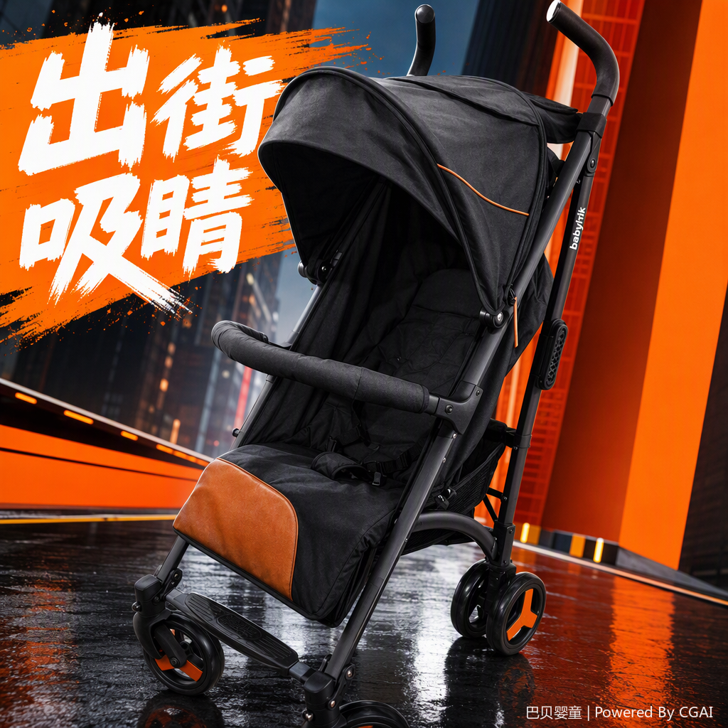 Multi-functional baby stroller, lightweight folding stroller, baby seat, infant stroller with detachable shoulder strap