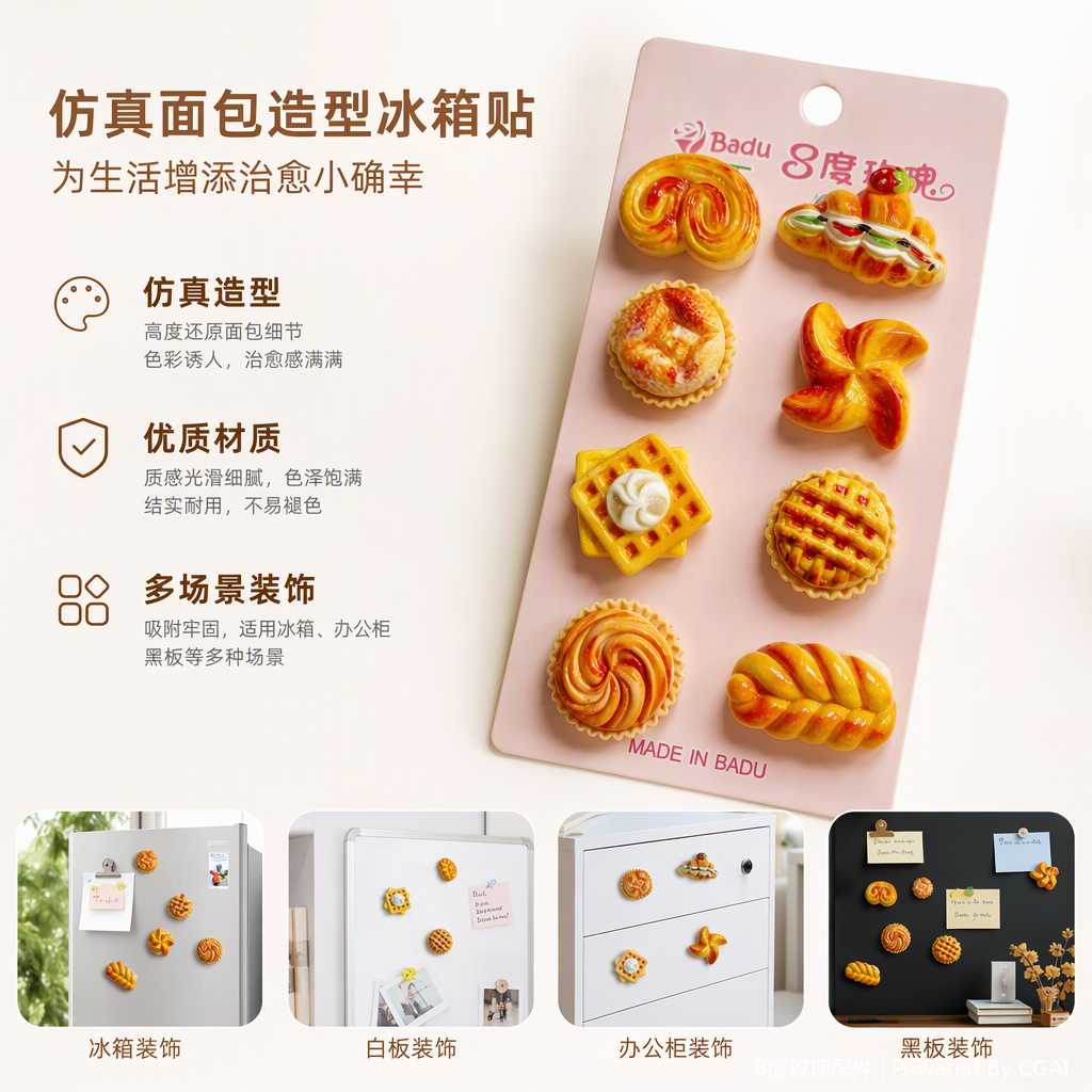 Creativo color postre molduras pegatinas magnéticas decorativas pared cocina refrigerador pegatinas divertidas decoraciones para el hogar