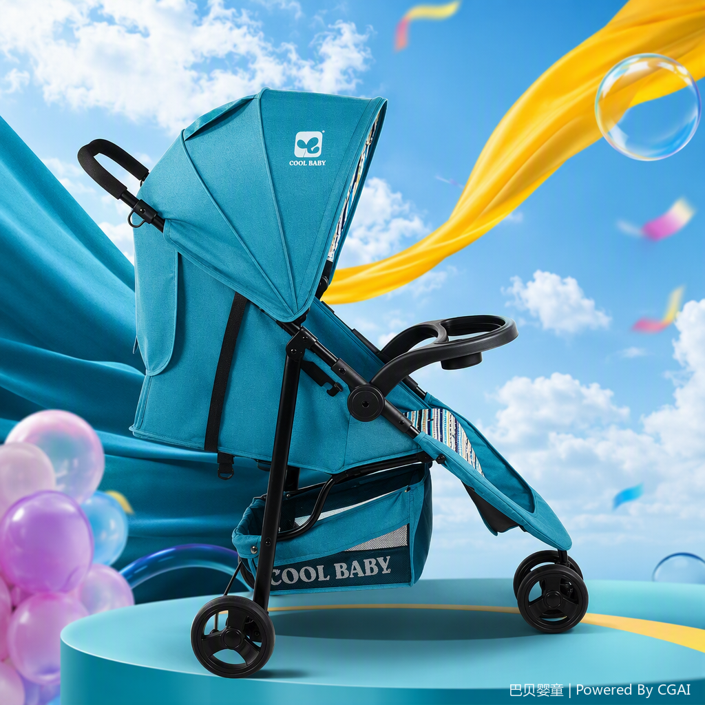 This multi-functional baby stroller is lightweight, foldable, suitable for both lying and sitting. It is a baby stroller with a backrest seat and a baby product