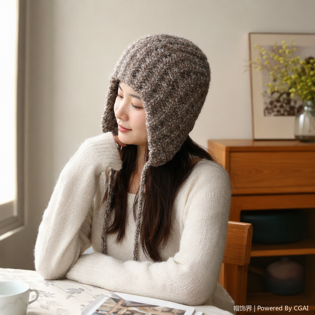 Warm autumn and winter hand-woven warm earcup hat, fashionable and casual, windproof and cold-proof hat suitable for both men and women details Picture