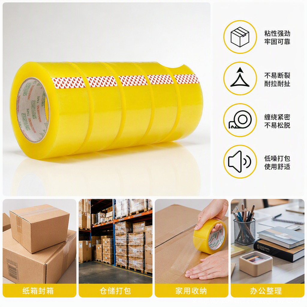 Tear-resistant transparent sealing tape, logistics packaging tape, strong and durable 50-meter package details Picture