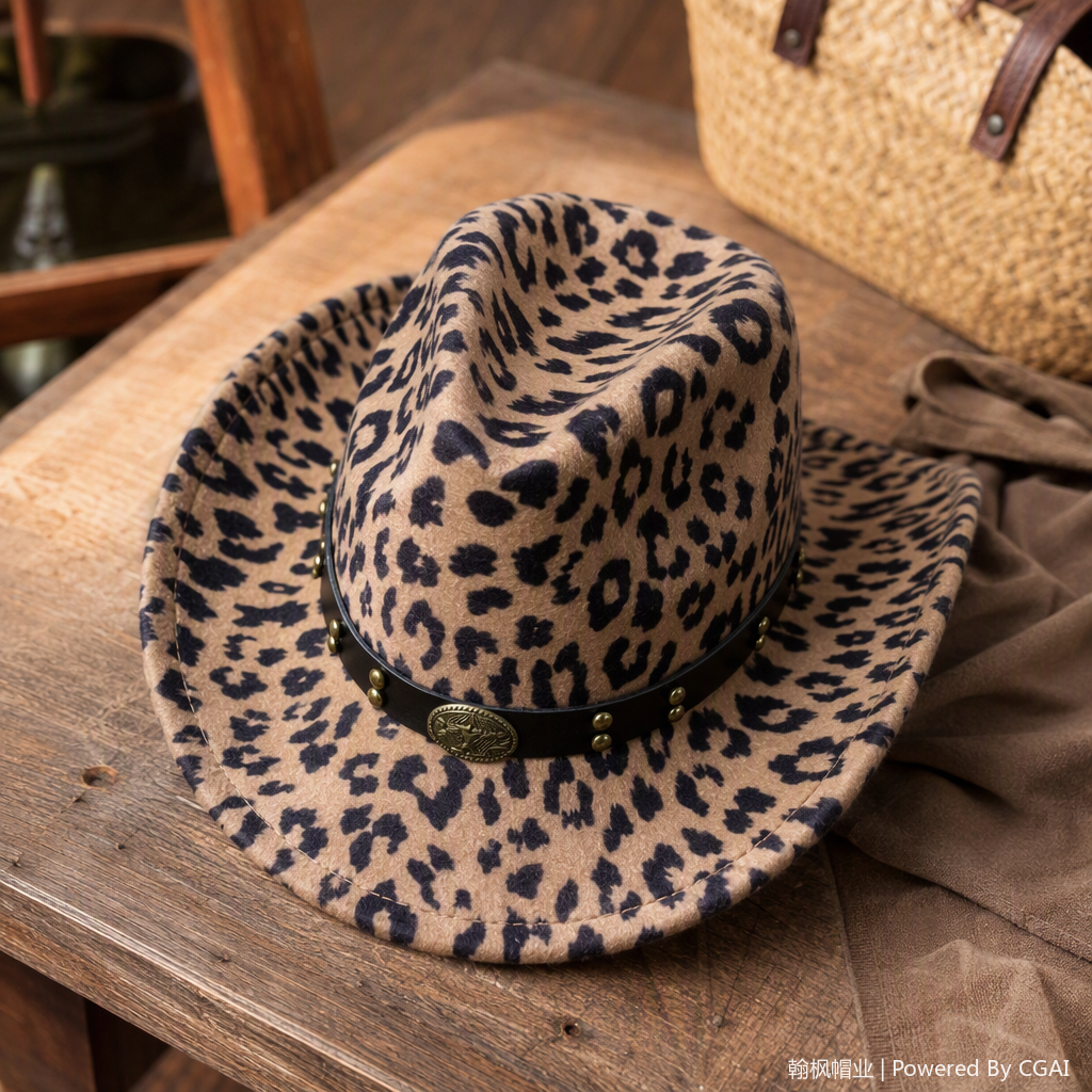 The fashionable leopard print denim hat is a versatile, casual and trendy summer outdoor travel accessory details Picture