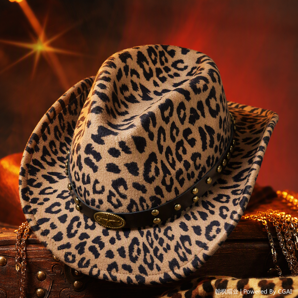 The fashionable leopard print denim hat is a versatile, casual and trendy summer outdoor travel accessory Specification image