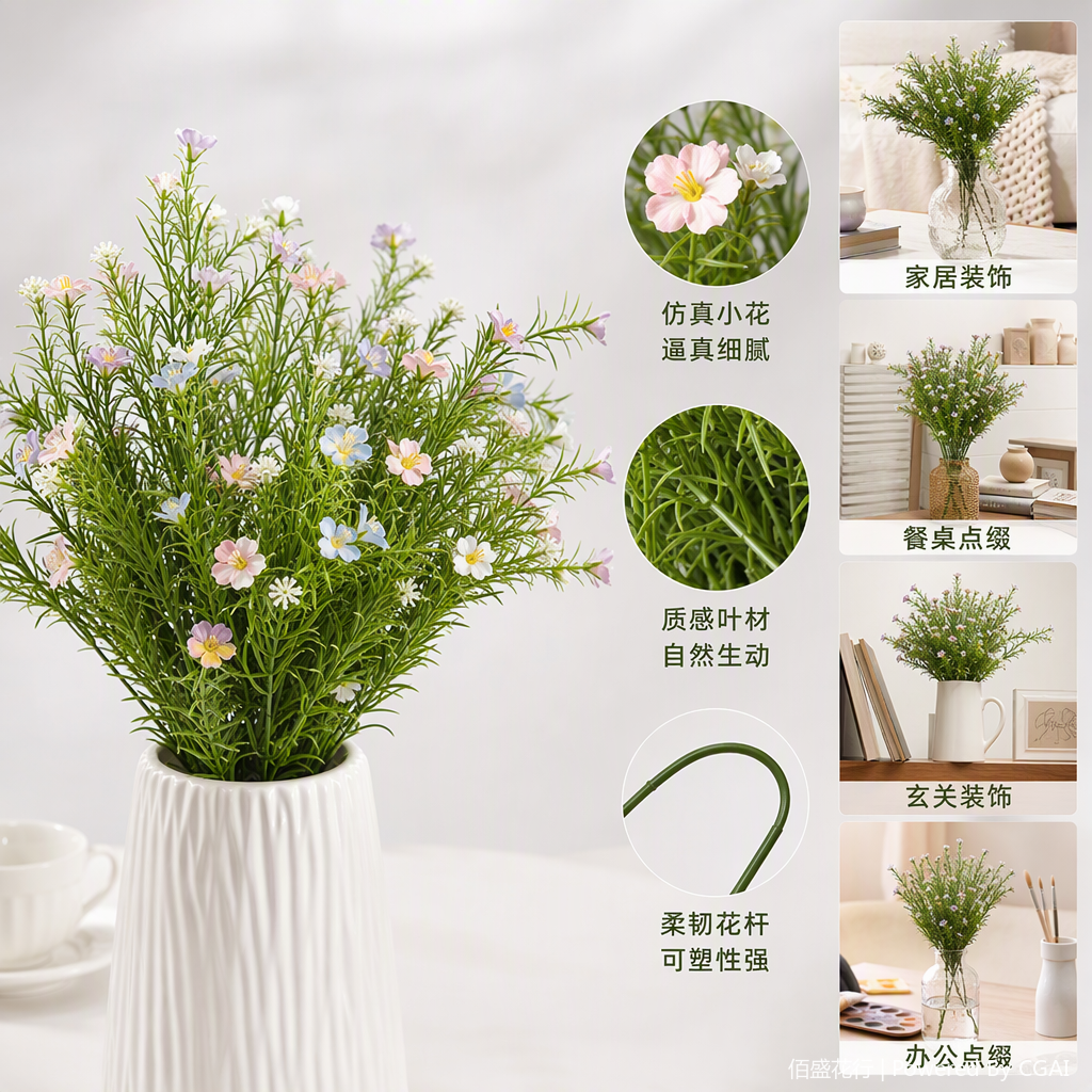 Office space simulation garden branch and leaf tree ornaments, green plant decorations, creative green plant ornaments
