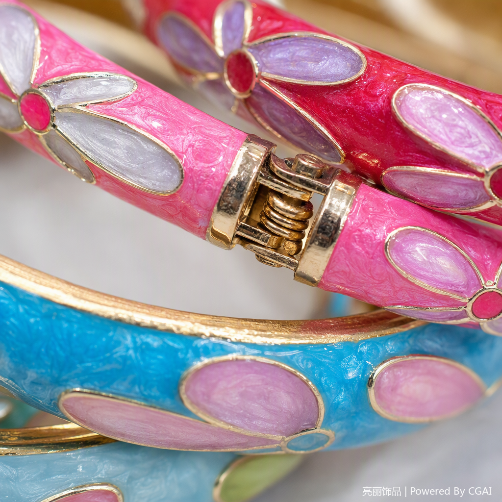 Colorful floral enamel bracelet, a fashionable and versatile accessory, an elegant ladies' bracelet gift Application Scenario