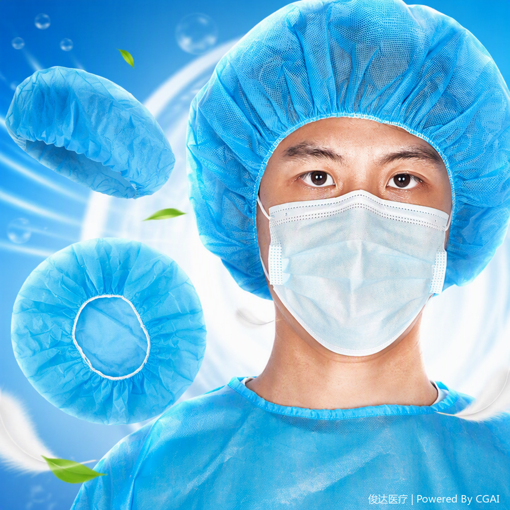 Junda disposable non-woven fabric round cap Breathable, dust-proof, thickened non-woven fabric blue round cap for both men and women
