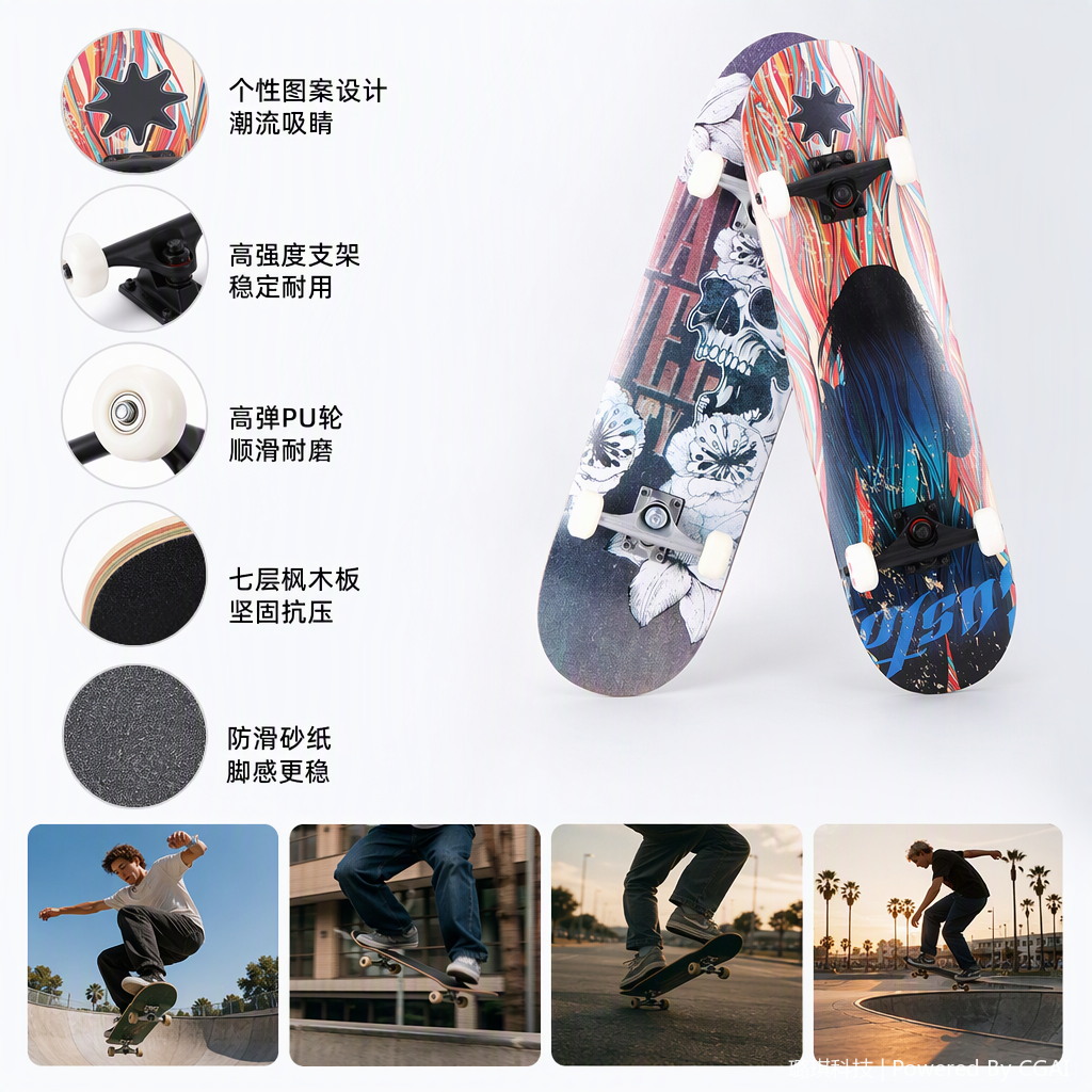 Colorful ice skates, roller skates, skateboards, vitality boards, sports equipment, adult and children's casual sliding shoes, sports shoes Specification image