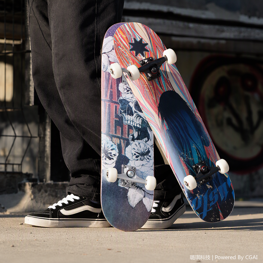 Colorful ice skates, roller skates, skateboards, vitality boards, sports equipment, adult and children's casual sliding shoes, sports shoes