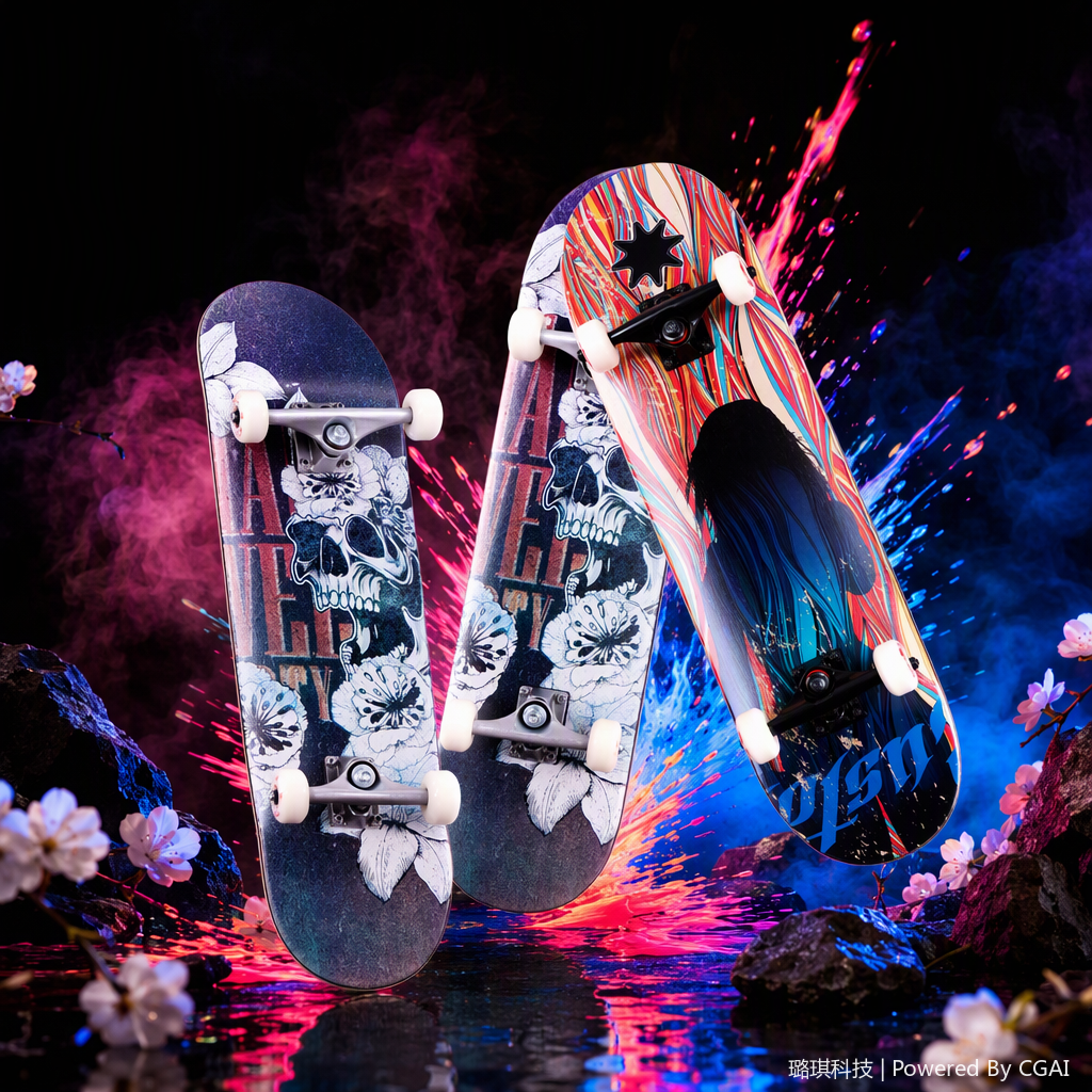 Colorful ice skates, roller skates, skateboards, vitality boards, sports equipment, adult and children's casual sliding shoes, sports shoes details Picture