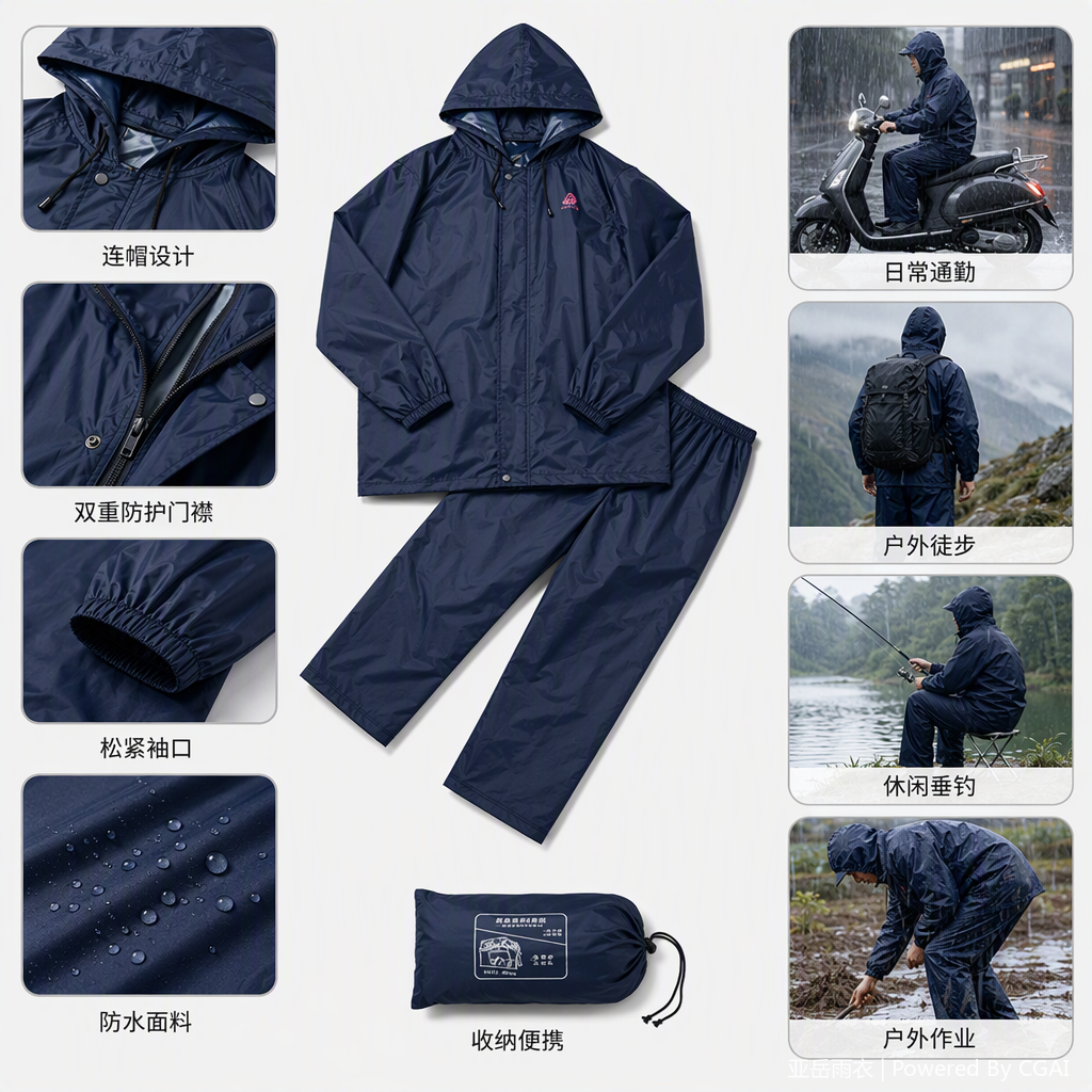 连体雨衣、雨披实物图