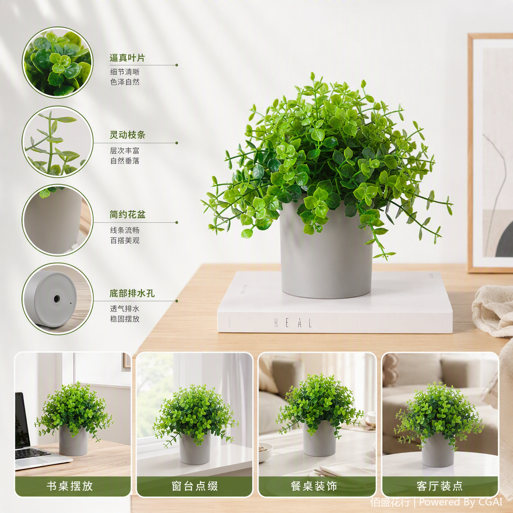 Office space simulation garden potted plant decoration creative green plant ornaments quiet and elegant greening products Item Picture