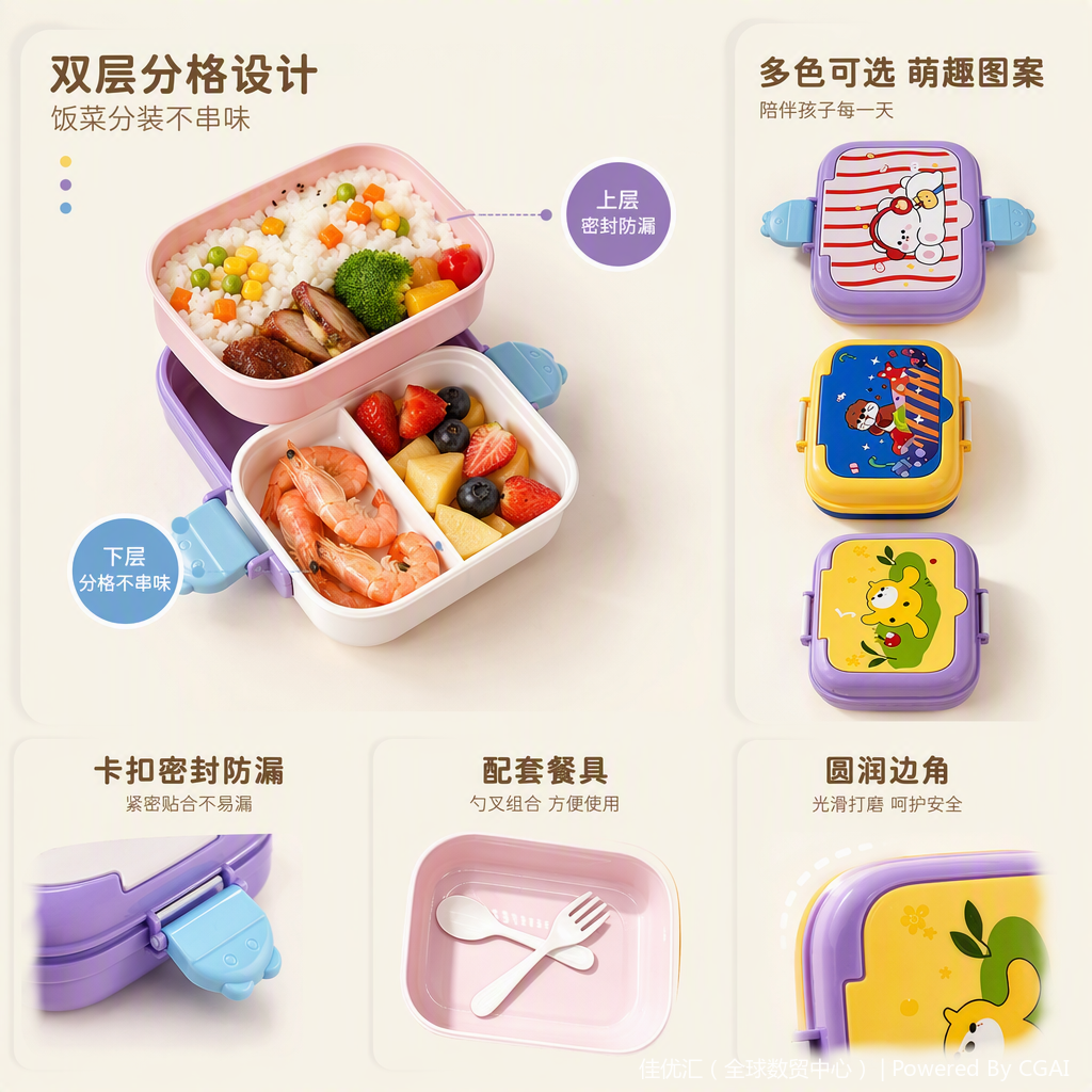 Multi-functional sealed food preservation box set, portable lunch box, kitchenware, heat-resistant plastic tableware storage box, student household details Picture