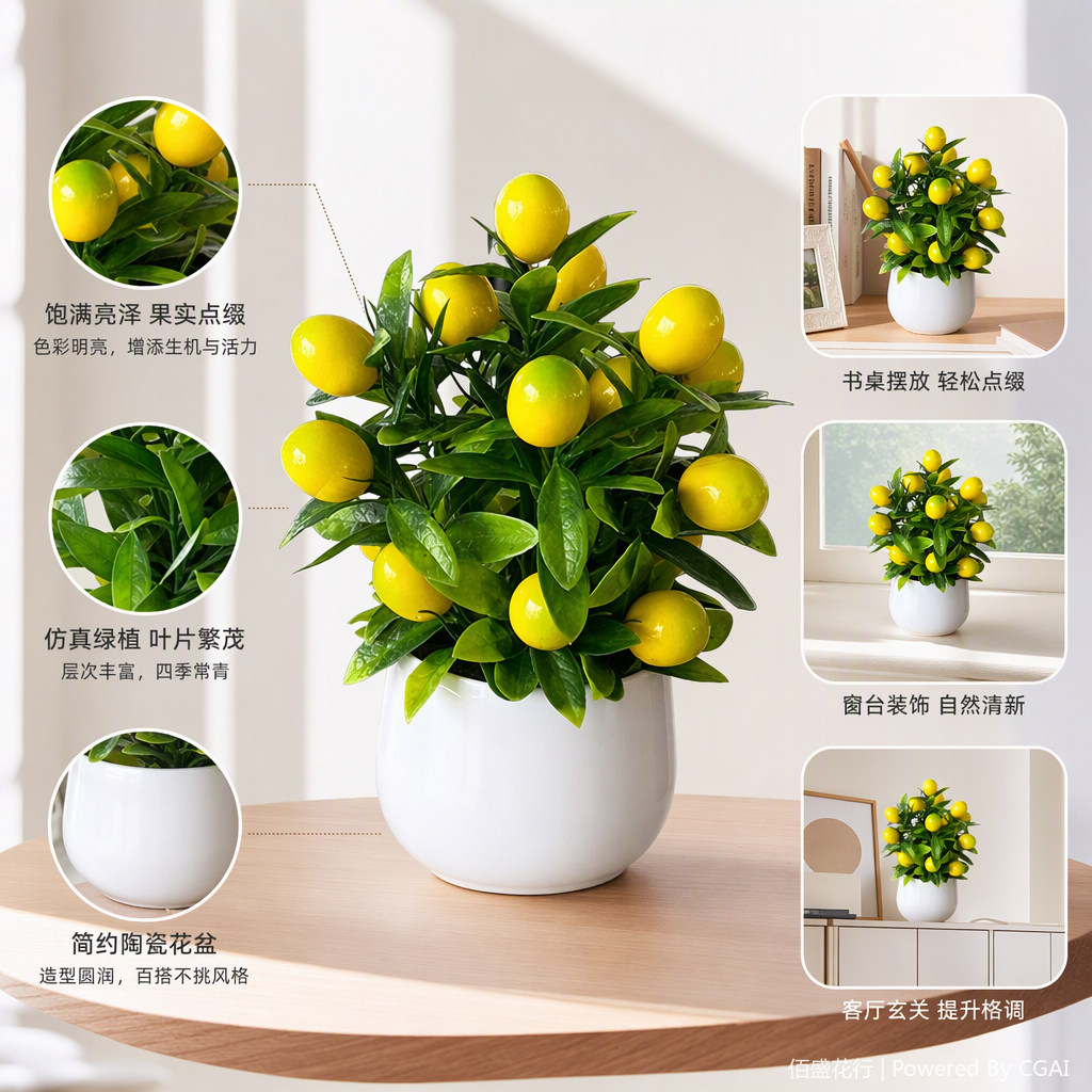 Succulent plant potted green plants, indoor ornamental succulent bonsai, creative handcrafted micro-landscape plant combination decorations