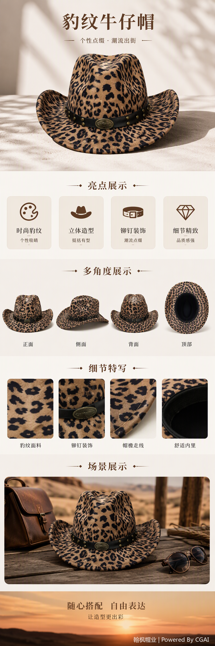 Moda leopardo vaquero sombrero versátil casual tendencia sombrero versátil verano outdoor movilidad accesorios pic 1