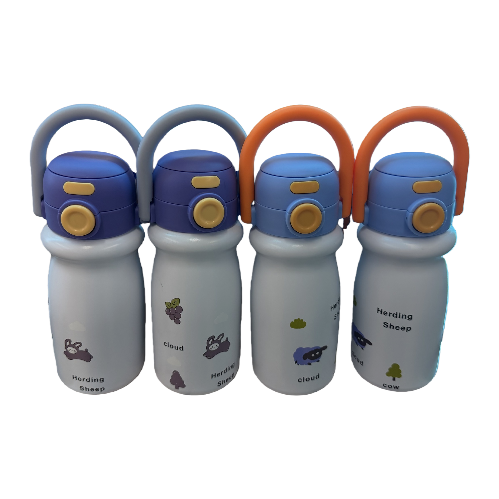 Colorful handle insulated cup, large-capacity stainless steel portable student thermos, colorful and fashionable Item Picture
