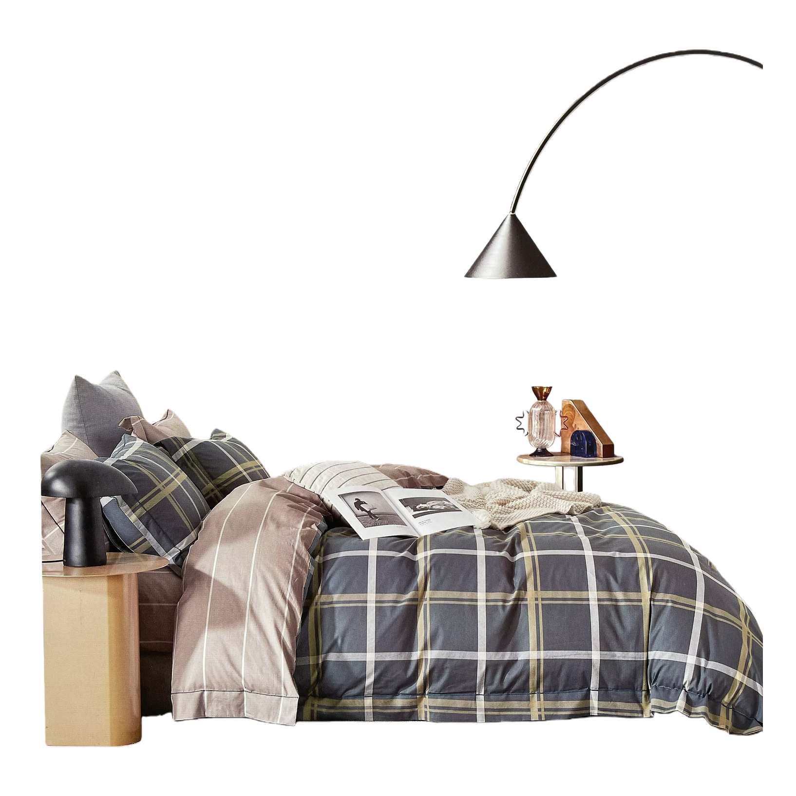 Solid color simple four-piece bedding set, all-cotton bed sheets, duvet covers, bedding set for bedroom home use, comfortable and durable Item Picture
