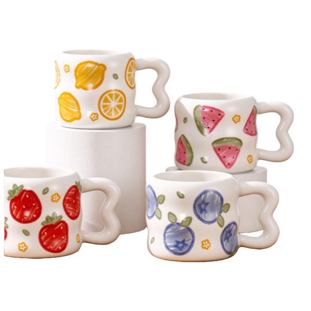 Colorful ceramic cups, household daily creative coffee, milk and water cups, simple and heat-resistant tea sets, gift sets