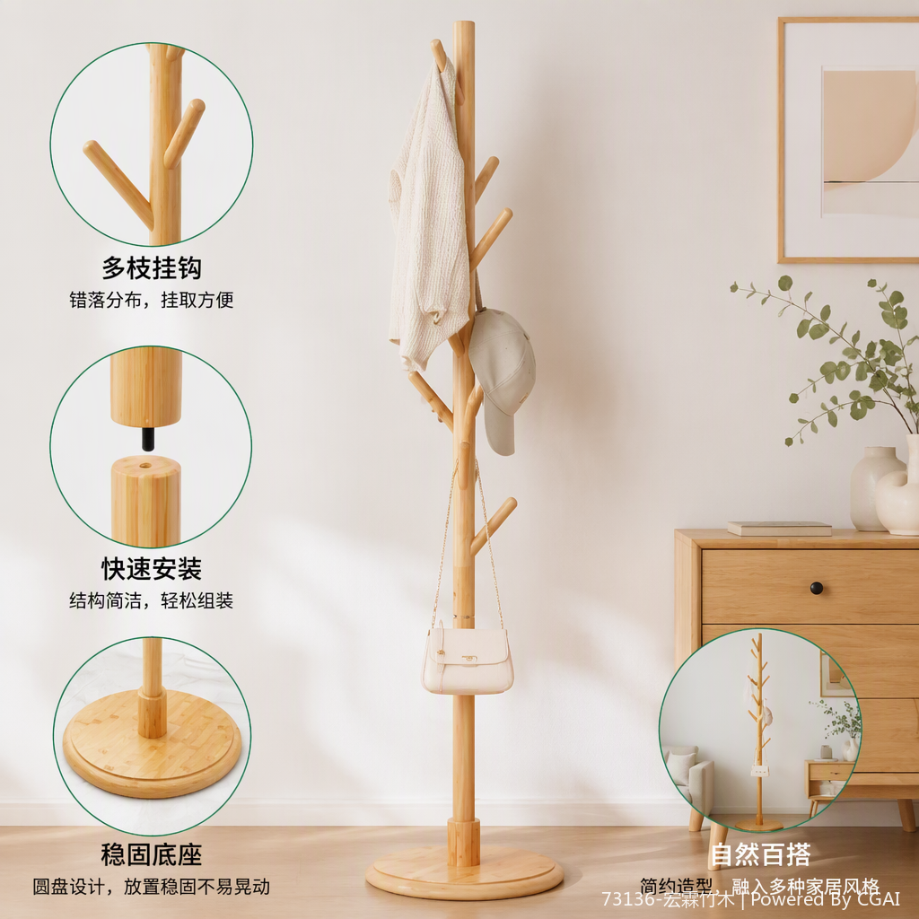 现代简约衣帽架壁挂式多功能实用家用衣物收纳挂钩简易装饰用品