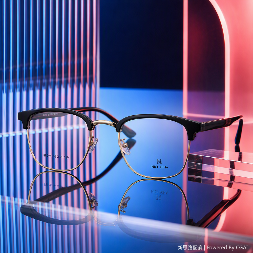 Fashionable and lightweight metal-framed glasses for both men and women, high-definition anti-glare frame, trendy style