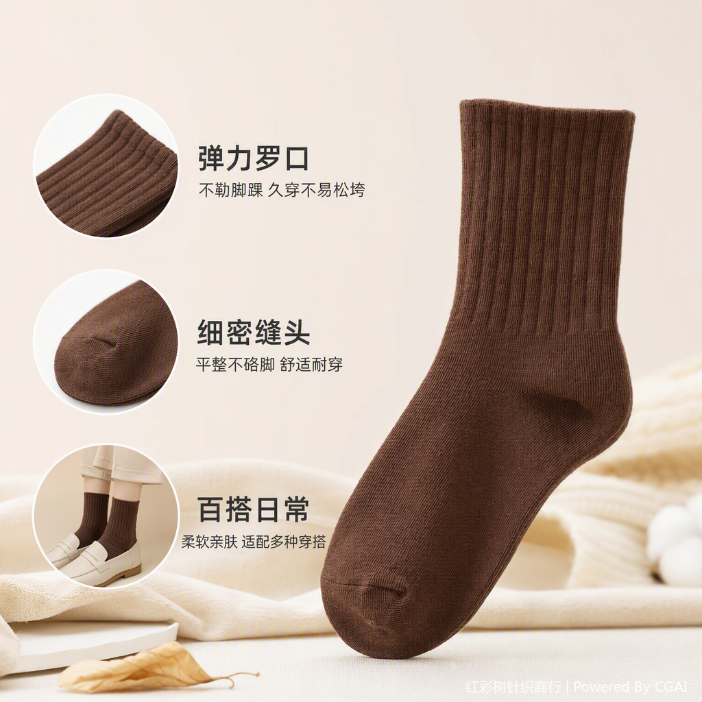 Fashionable and casual brown vertical striped stockings, suitable for both men and women, versatile, comfortable and trendy style