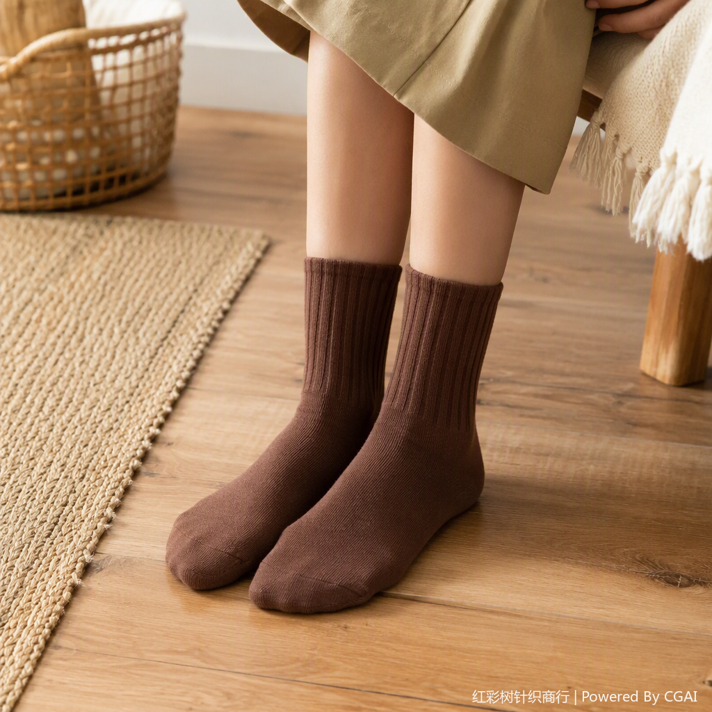Fashionable and casual brown vertical striped stockings, suitable for both men and women, versatile, comfortable and trendy style details Picture