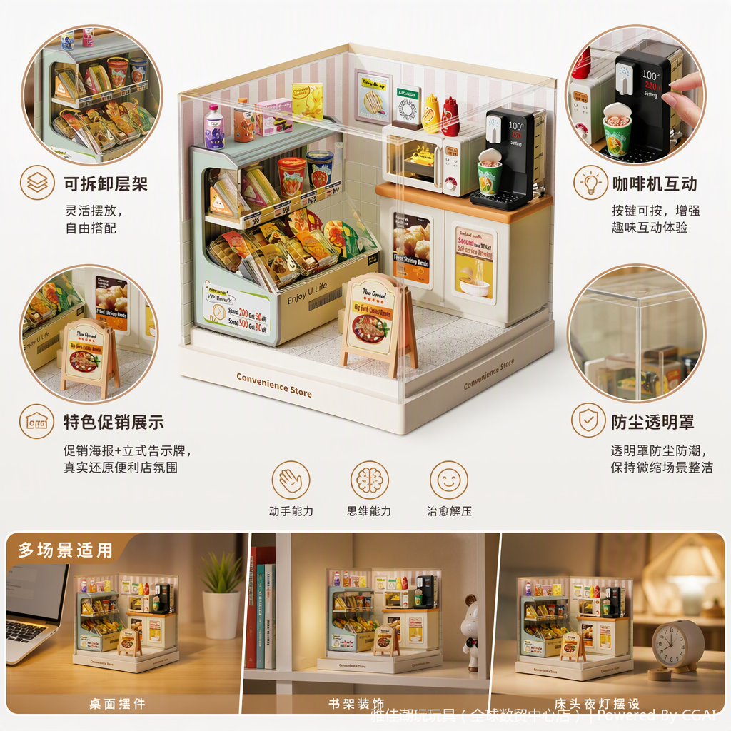 A variety of simulation model toys from convenience stores are available for fun collection. They are creative and educational gifts for children details Picture