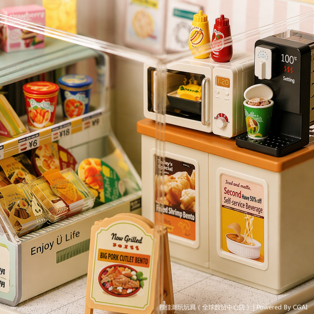 A variety of simulation model toys from convenience stores are available for fun collection. They are creative and educational gifts for children Item Picture