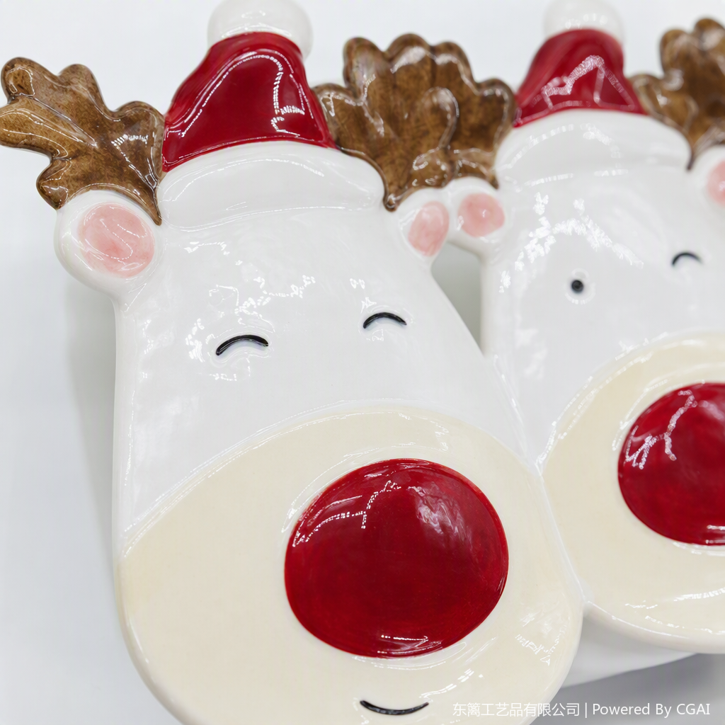 White ceramic reindeer shaped multi-compartment plate creative tableware, home decoration storage plate, gift to be given Application Scenario
