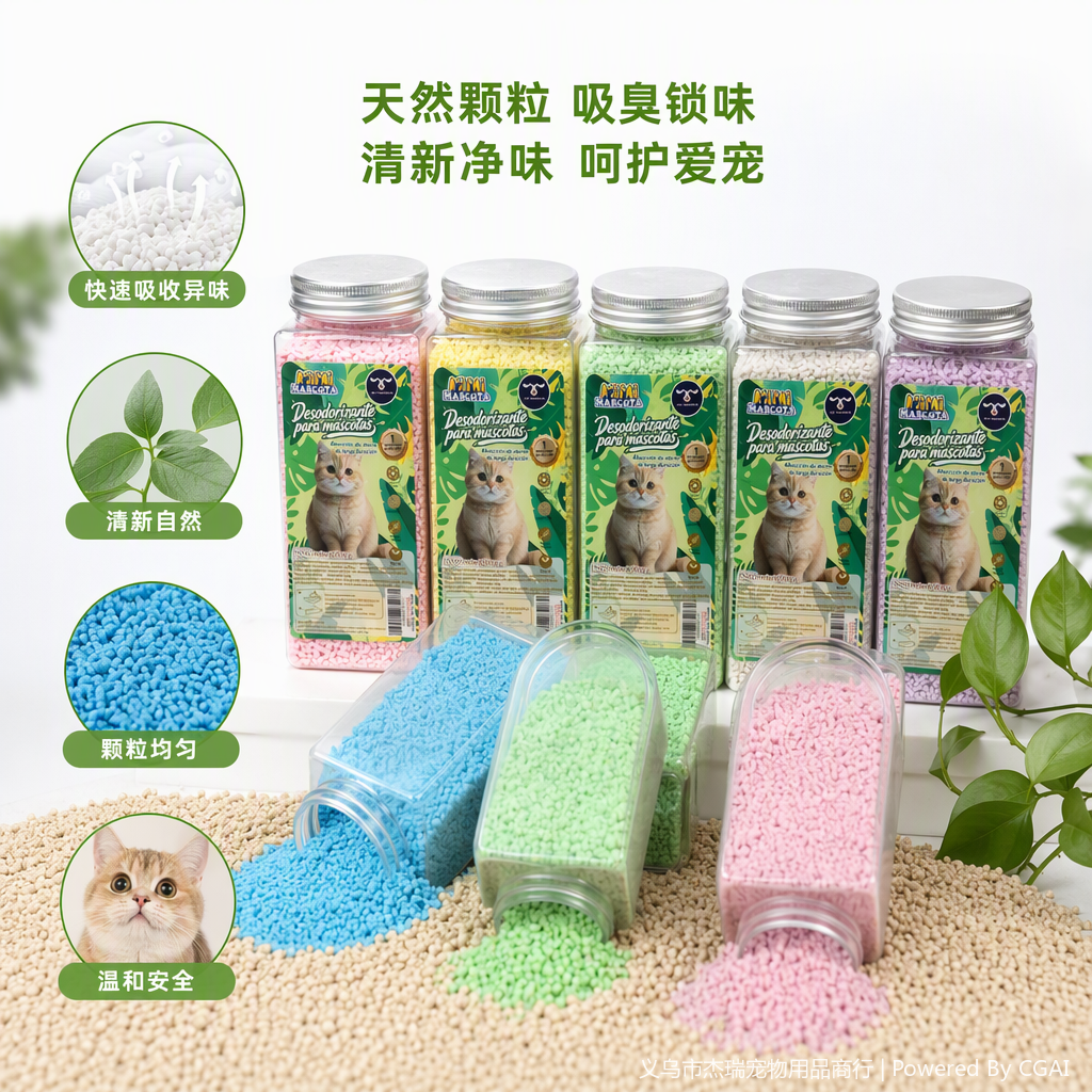 Colorful cat litter bottles, pet cat supplies, deodorizing, dust-proof, environmentally friendly and durable, essential for family pets