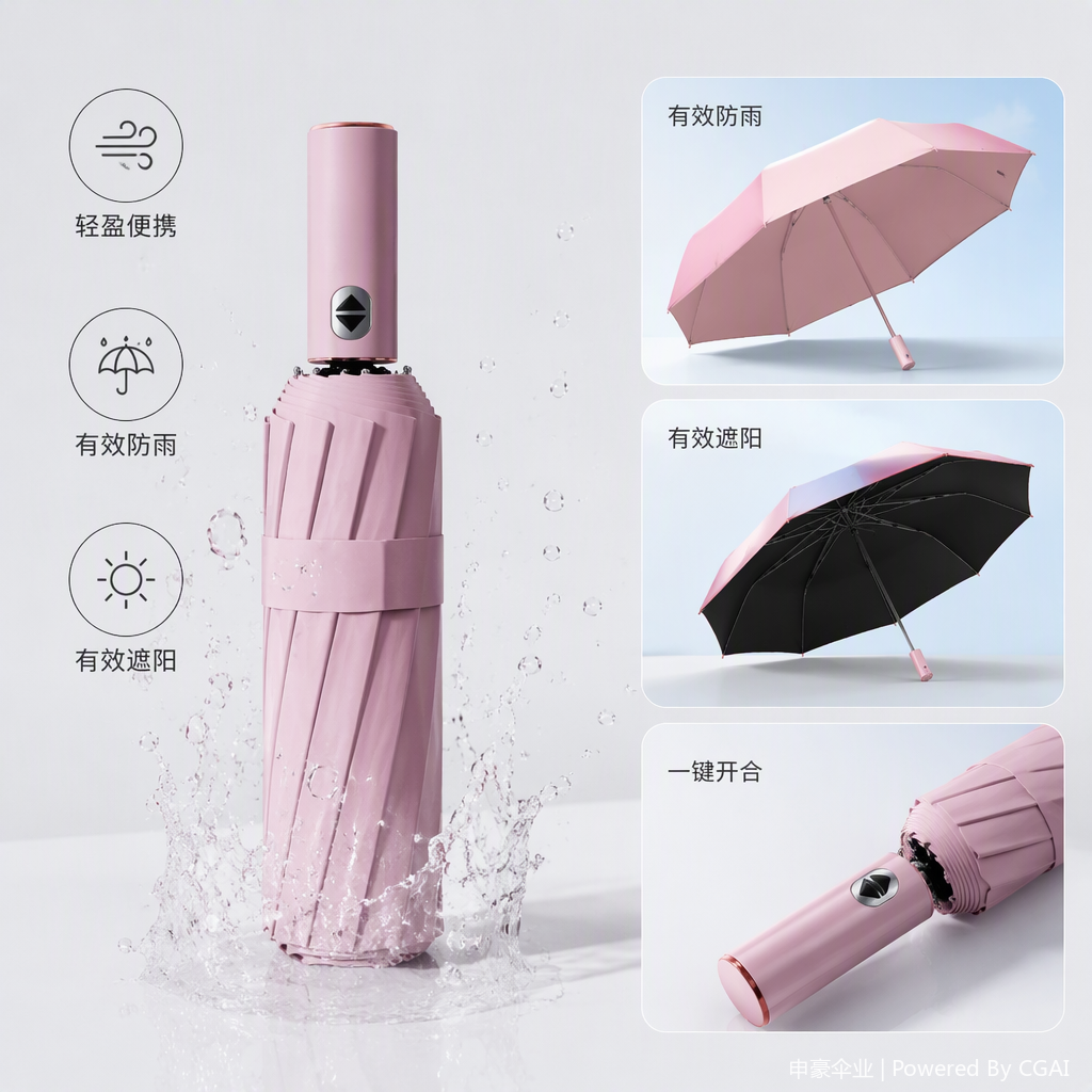 多功能防风遮阳雨伞轻便耐用晴雨两用防雨防晒户外便携款