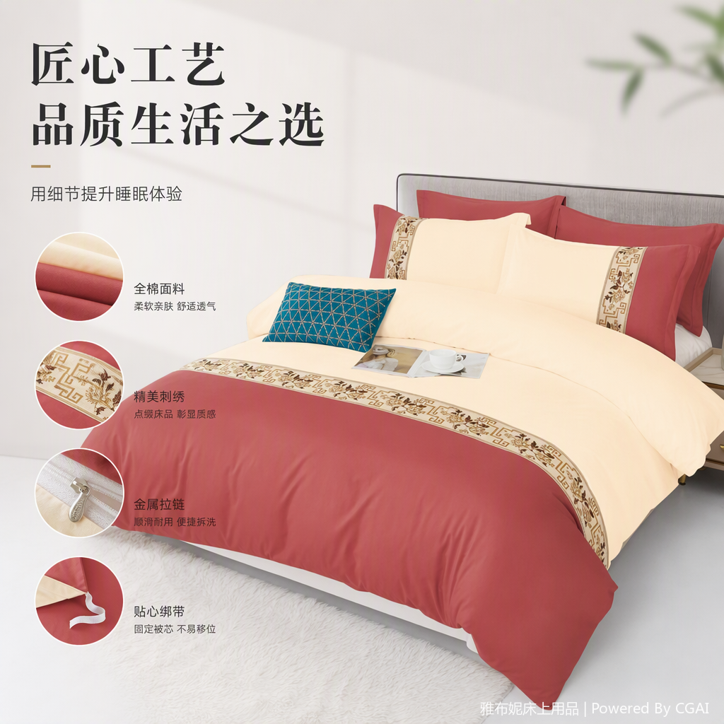 Wedding bedding set, wedding bedroom bedspread and duvet cover four-piece set, wedding home textiles, wedding room decoration bedding set details Picture